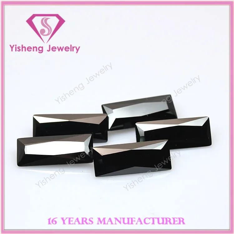 Rectangle Loose Sharp Bottom Faceted Cut Synthetic CZ Black Tourmaline Stone Price