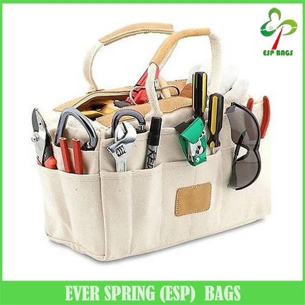 
China supplier heavy duty tool storage cotton tote bag, quilted tool tote bags wholesale with leather trim 