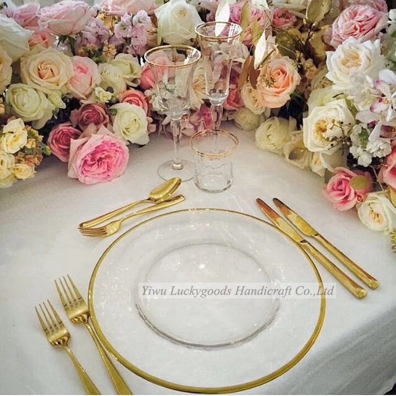 LCK030 gold rim edge wedding charger plates dish plates round shape