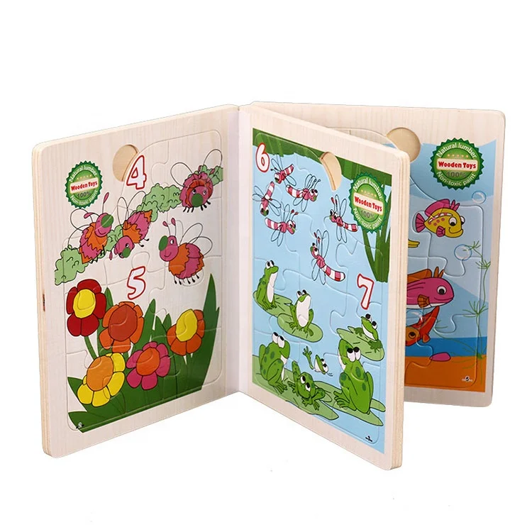 Детская деревянная книга-головоломка Монтессори с персонажами мультфильмов персонажей мультфильмов, 6 страниц, 3D, «сделай сам»