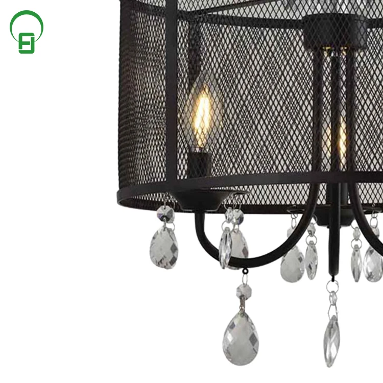 American country style antique big size lighting hotel chinese k9 crystal mini black chandelier