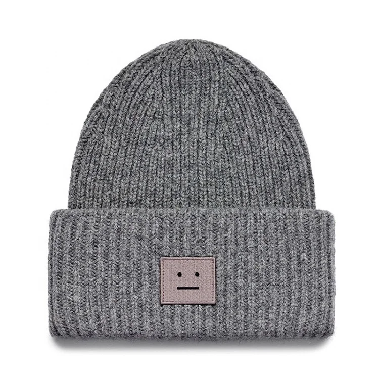 High quality custom women winter acrylic jacquard knitted alpaca embroidered beanie hat