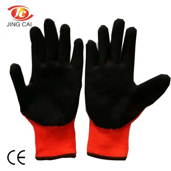 
 JingCai 7 Калибровочная перчатка из полиэстера с черным поролоновым латексным покрытием  