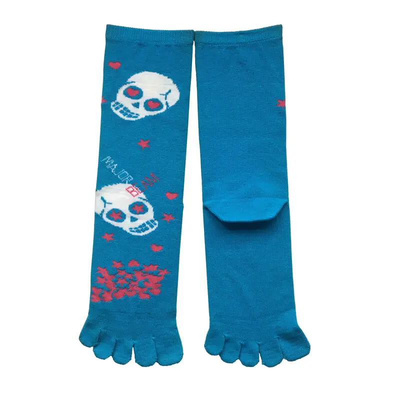Kids Soft Breathable Five Finger Toe Socks with Skulls pattern