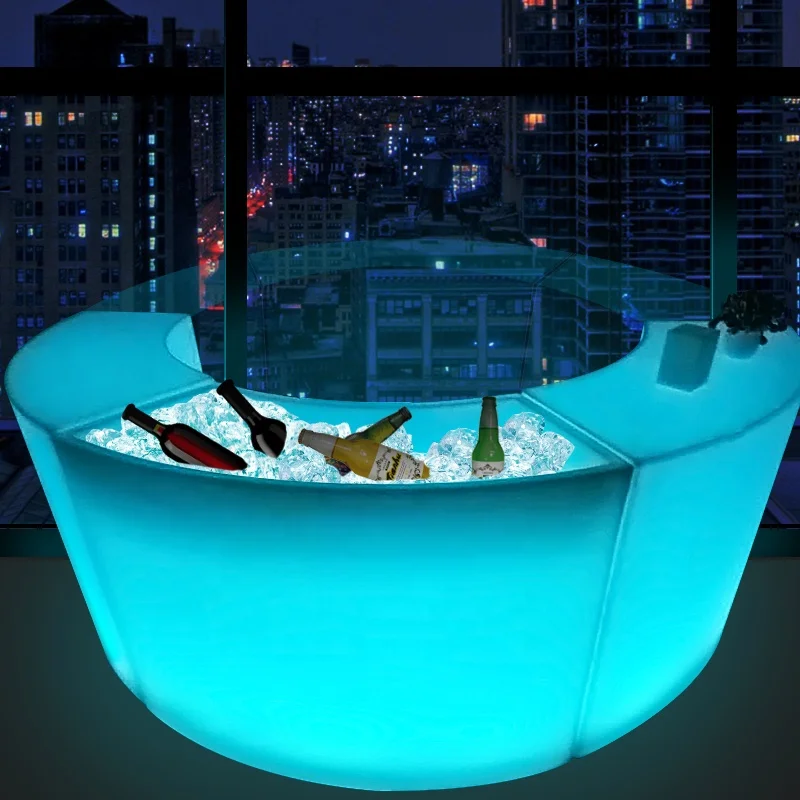 New product Outdoor Party Led Glow Touch Table Round Bar Counter with Rechargeable Battery