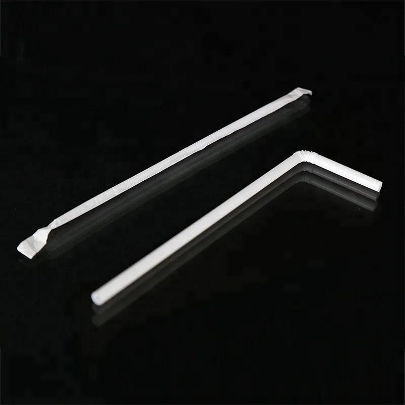 6mm white PP disposable plastic flexible drinking straw