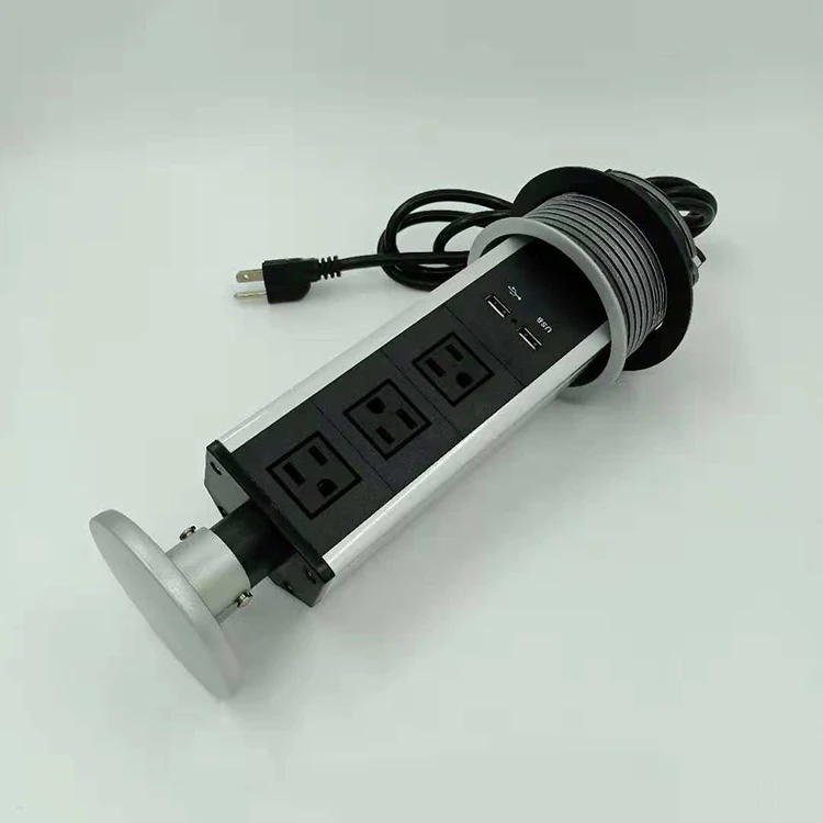 US алюминиевая мебель AC USB башня Выдвижная Сетевая розетка розетки 3 розетки и USB для офиса