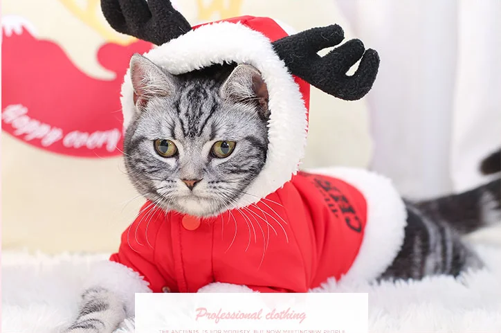 2018 New Design Christmas Cat Apparel Cute Reindeer Shaped Keep Warm Dog Clothes
