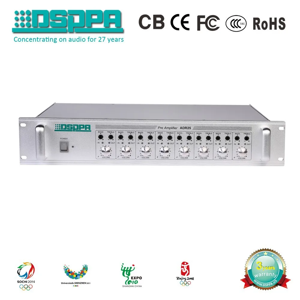 DSPPA ADR25 8 Channel Pre Amplifier Supplier PA Amplifier for Sale 8 Input Pre Amplifier