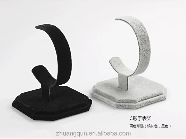 Popular Holder Display Cuff Black Gray Fabric Velvet Exhibition Fair Watch Holder Display Stand