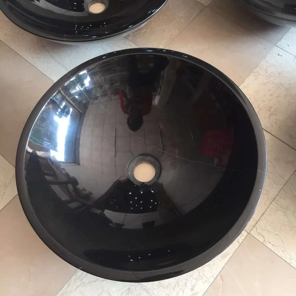 Indoor Natural Stone Black Granite Bathroom Sink