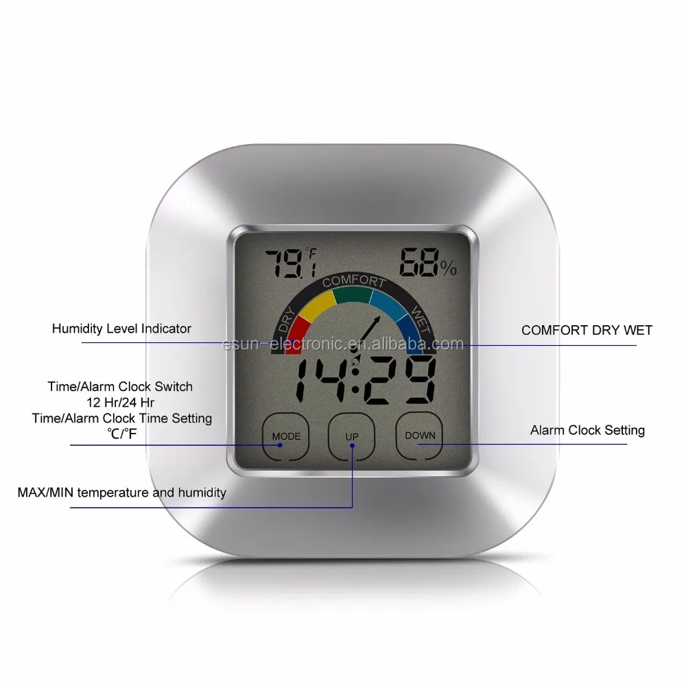 Touchscreen Digital Weather Station Alarm Clock with Forecast Temperature Humidity