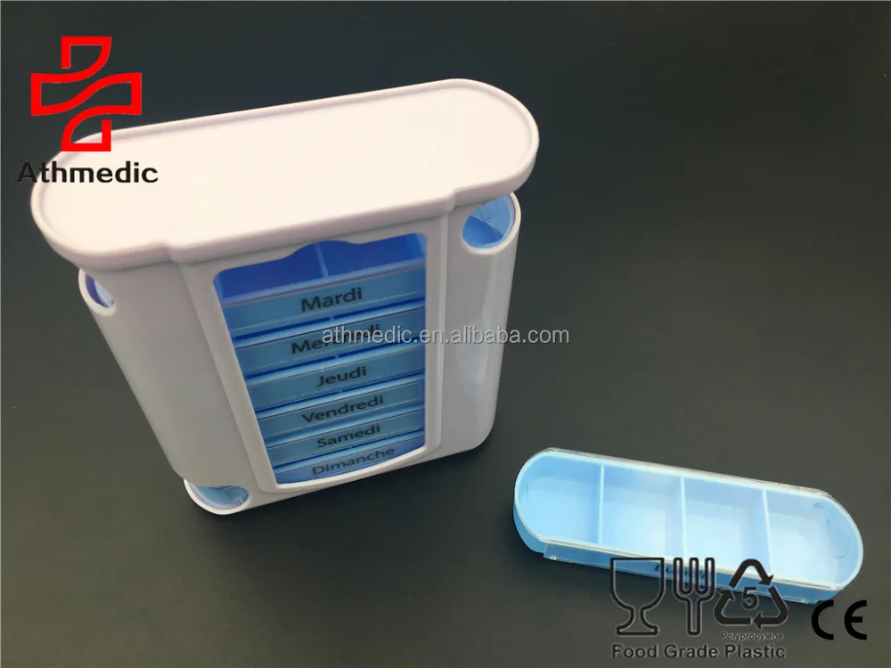 2025 Athmedic food grade Custom Logo medicine tablet drug Wholesale 28 days pill planner 28 Cases Plastic desktop pill planner