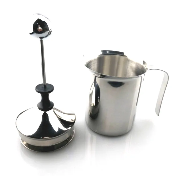 
wholesale Kitchen Tools Stainless Steel Manual Operated Hand Pump Milk Foam Maker 
