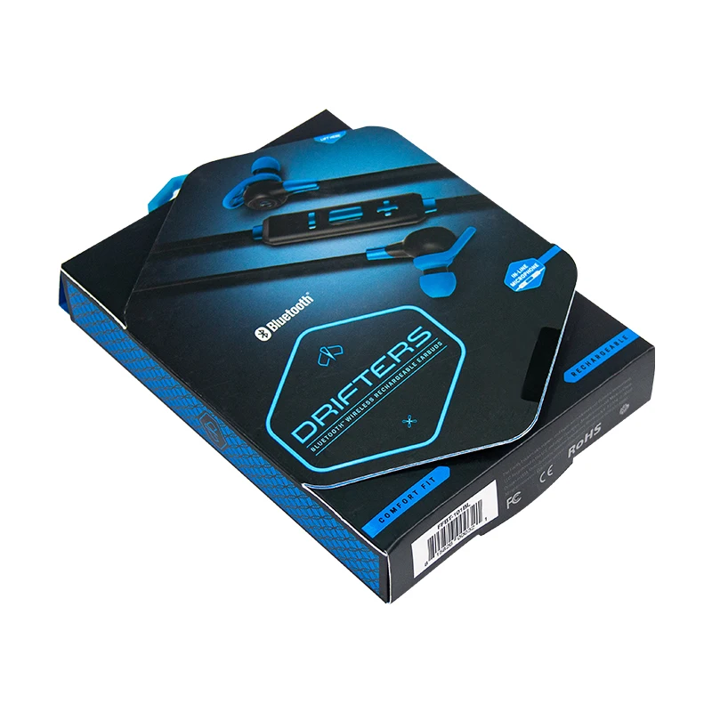 Custom Durable Paper Packaging Earphone Cardboard Display Box with plastic handle