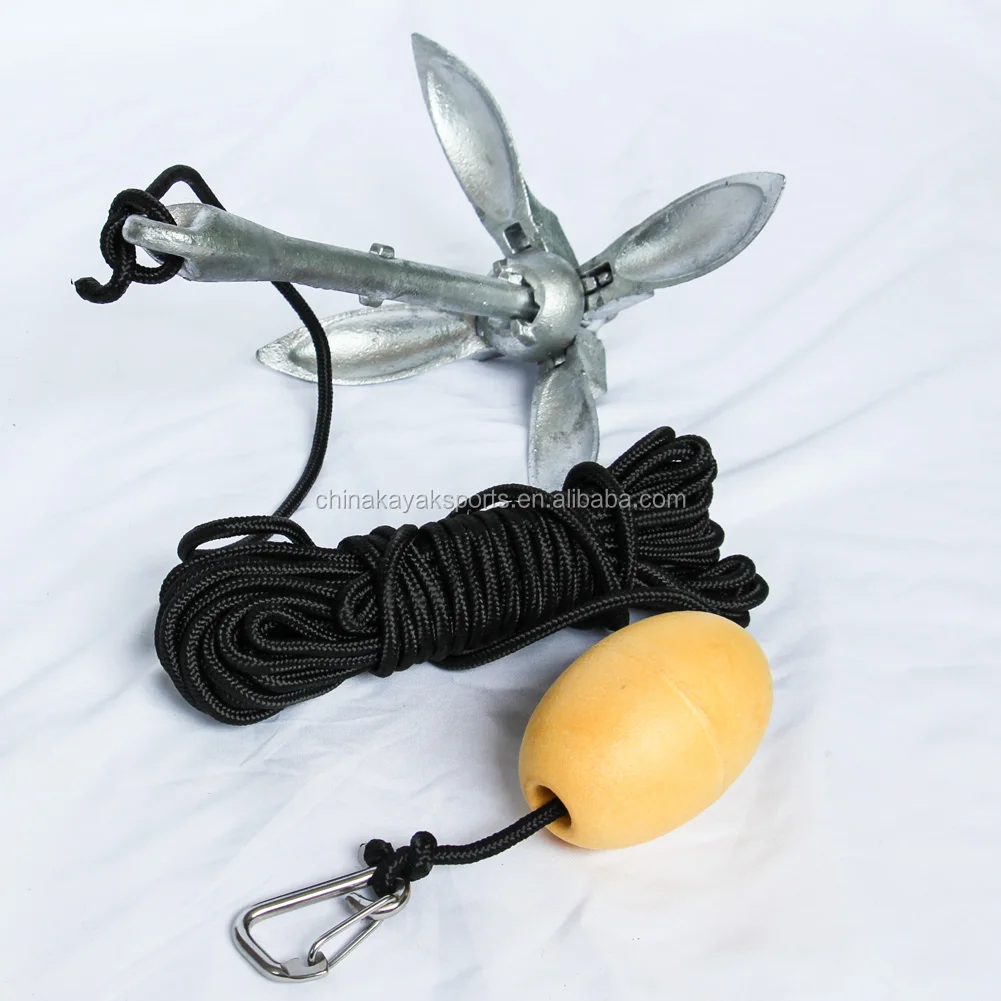 Комплект якоря для каноэ, небольших лодок и гидроциклов-оцинкованный железный складной грейнелевый якорь 3,3 фунтов