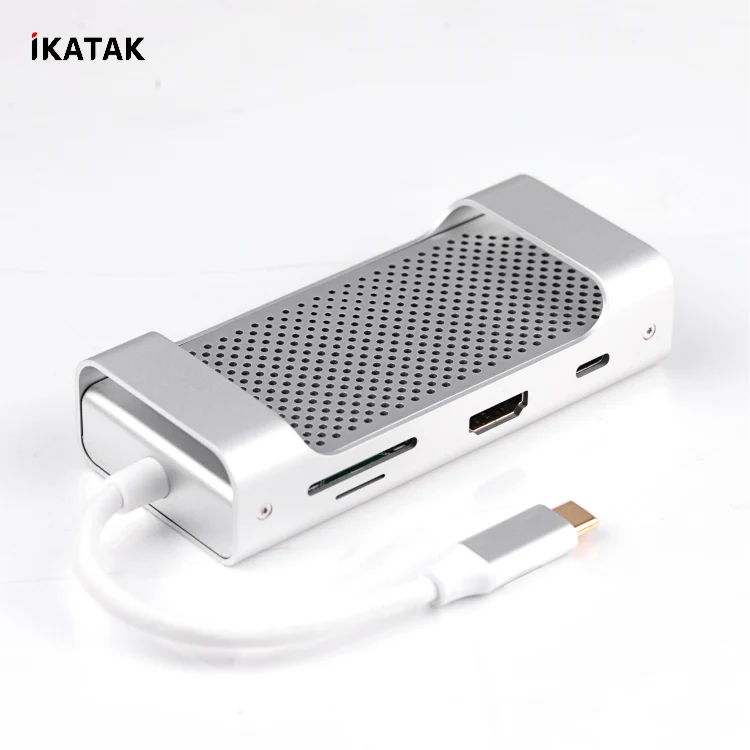 
2019 New Arrivals Sink Heat Design 7 in 1 Adapter HDMI RJ45 USB3.0 TF SD card Reader USB Type-C Hub 