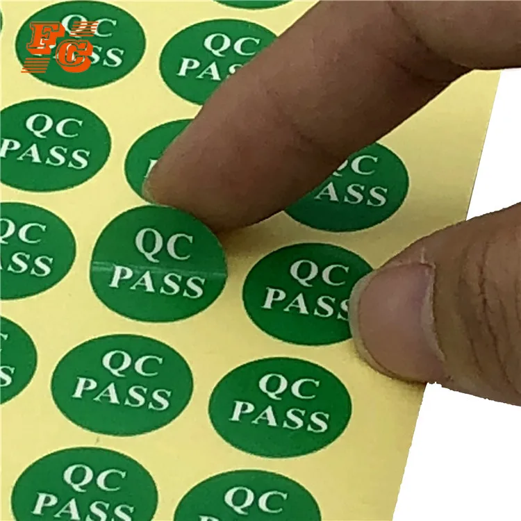QC pass quality control product circle type packaging label sticker