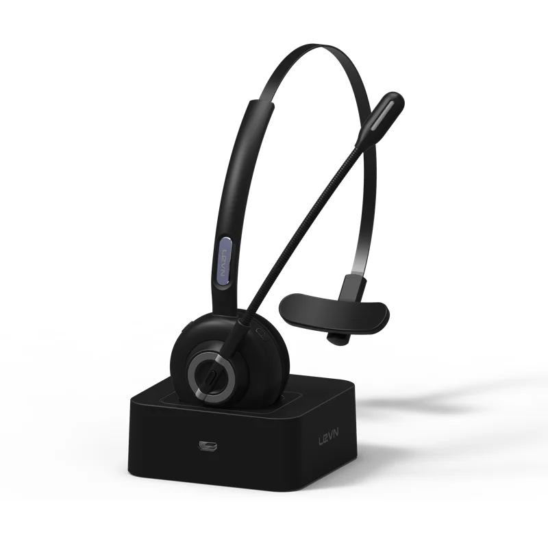 New professional noise cancelling wireless headphone call center blue tooth headset with magnetic charging base
