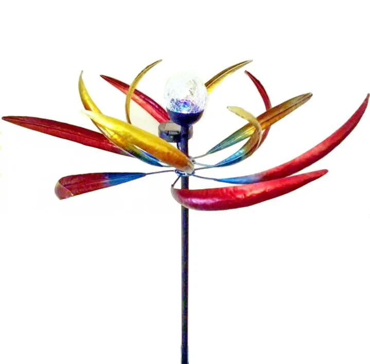 
kinetic wind spinner outdoor Solar Garden Lighting 