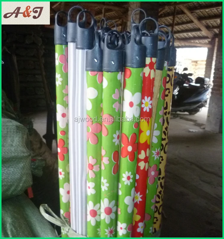 pvc coated wooden broomstick, wooden stick, wooden broom handle with plastic thread