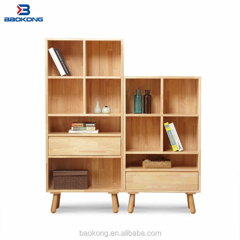 Solid Wood Book Shelf With Drawers Kids Bookrack Design