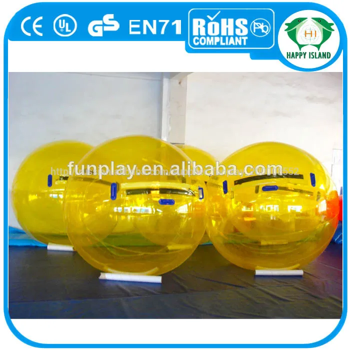 2014 высокое качество gemany молнии шарик воды, прогулки по воде мяч, человеческой хомяк мяч зорб