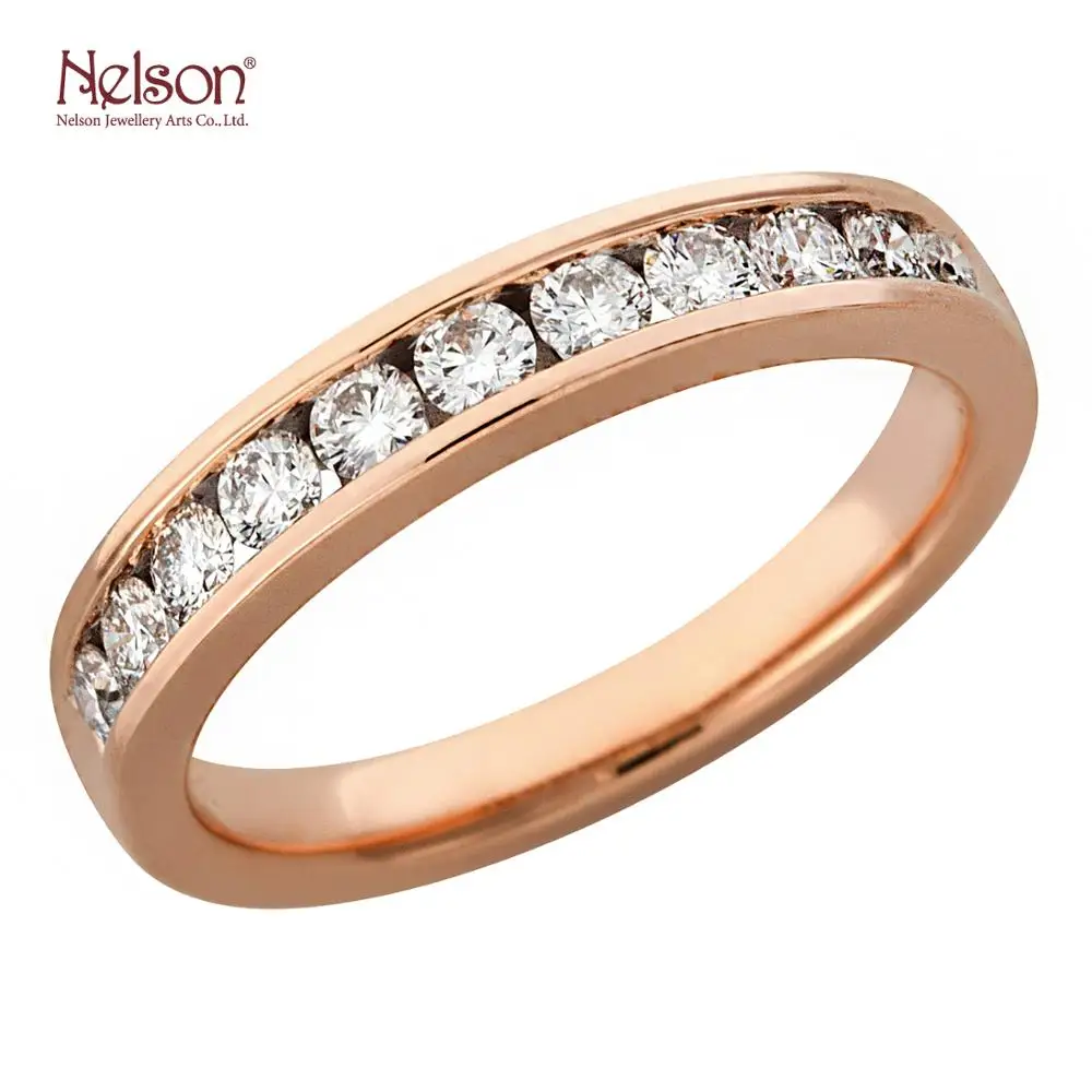 
Wholesale price Zero risk OEM ODM Daily Wear Symmetrical 18K White Yellow Rose Gold Anniversary Band Ring For Girlfriend 