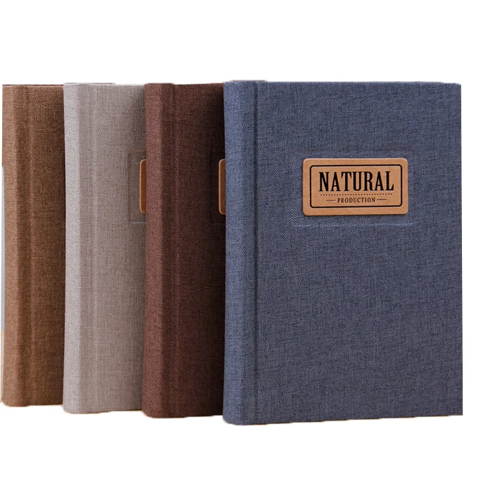 Custom design linen hard cover fabric canvas notebooks print