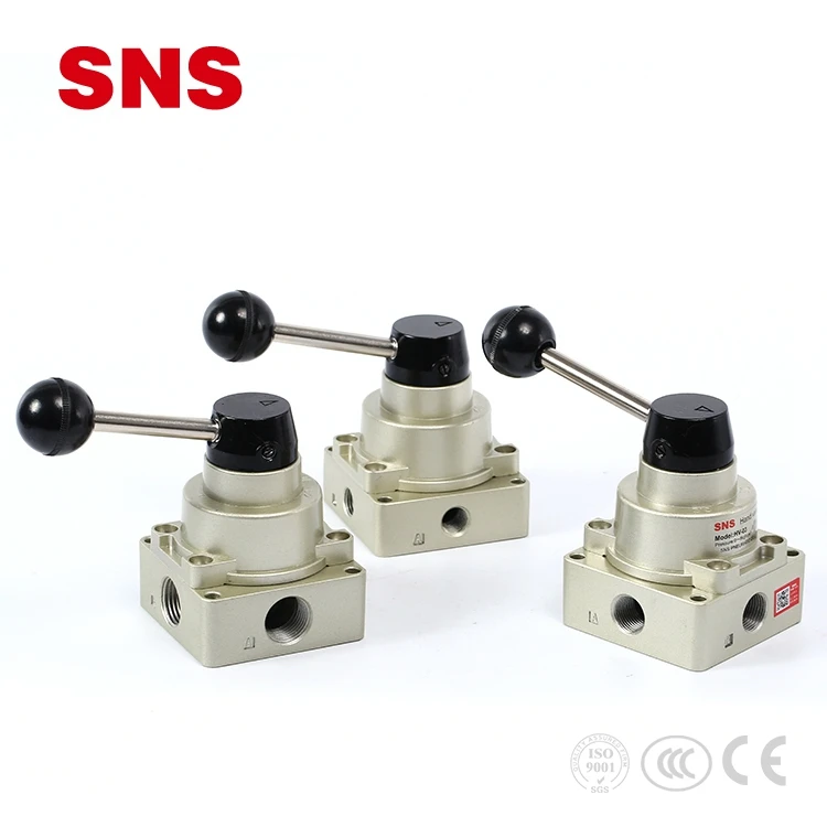 SNS Pneumatic Factory HV Series Hand Lever 4 Ports 3 Position Control Mechanical Valve