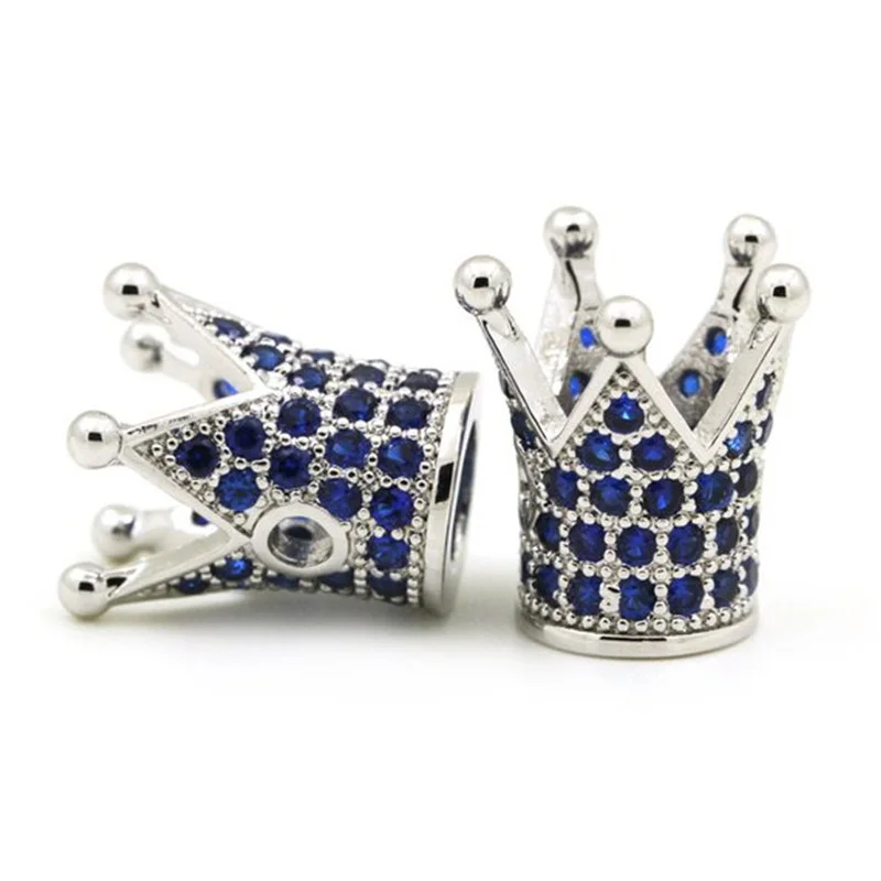 Hot sale diy cz micro pave bracelet accessories rhinestone large hole crown beads design fashion accessories spacer beads