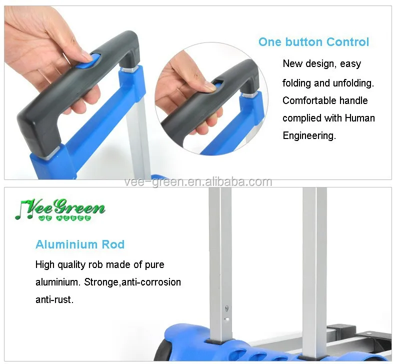 Aluminum Folding Supermarket Luggage Cart with Telescopic Handle