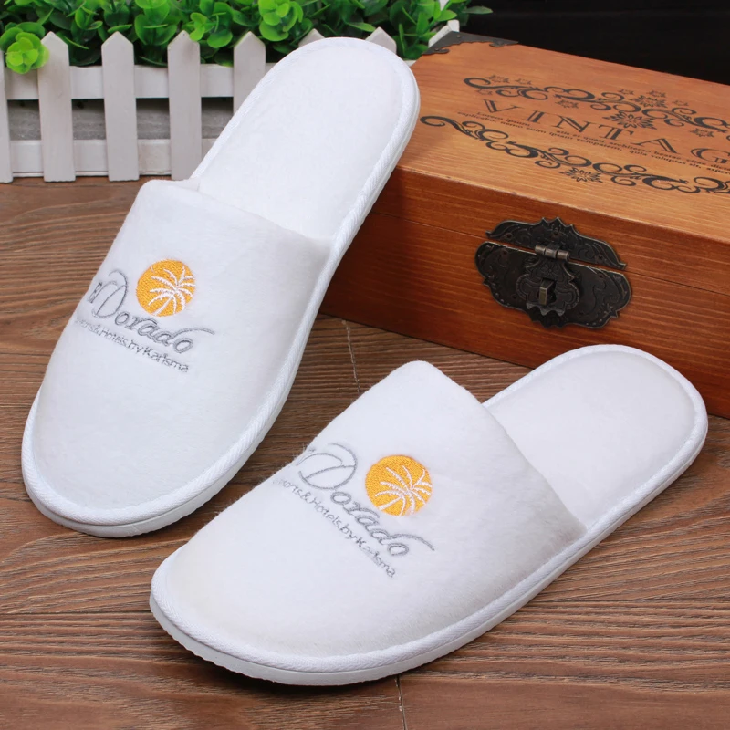 Logo Custom Made Cotton Waffle Non-slip Slipper Hotel bathroom Slipper