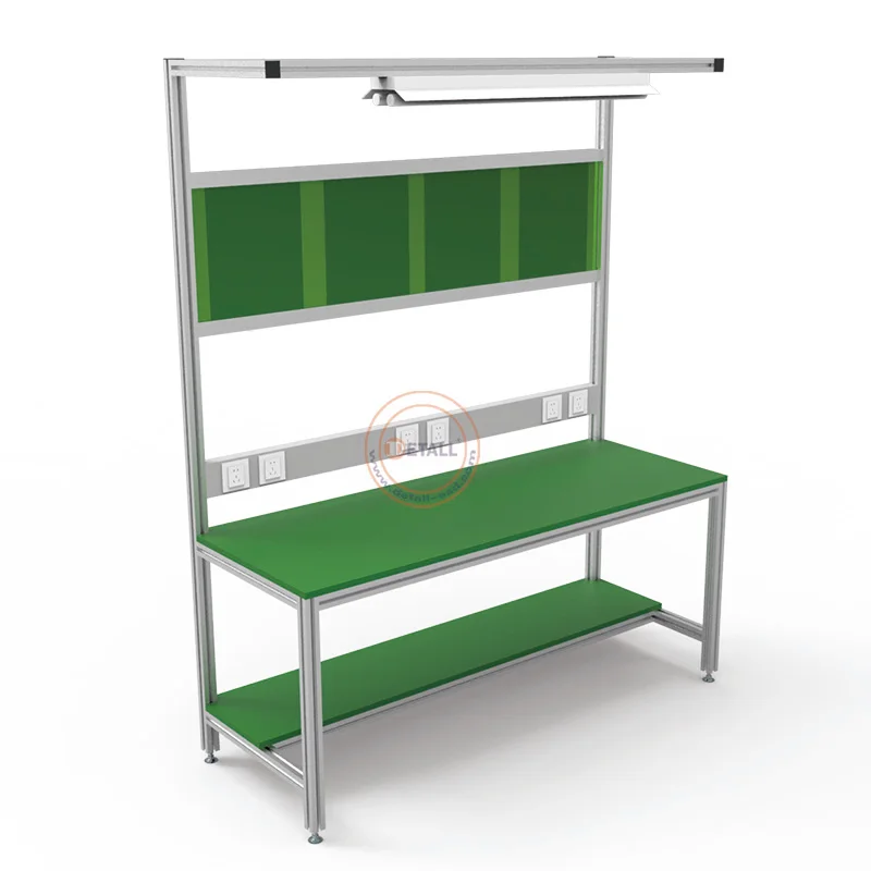 modular industrial electrical aluminium work table with metal straight stand