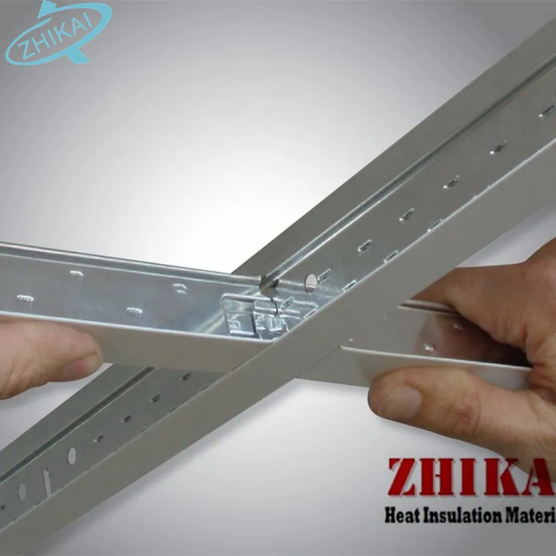 suspended false ceiling board metal frames T type, light steel ceiling grid for wall partition