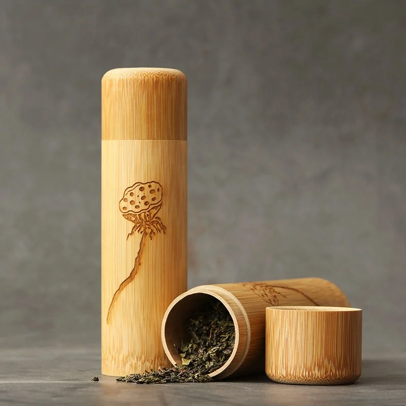 customized packaging personalized fancy bamboo round tea bag box