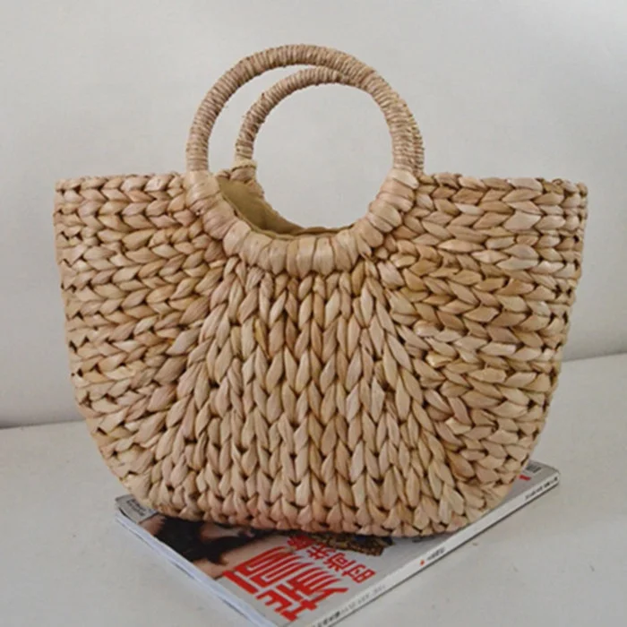 Fashion Women Summer Straw Bag Big Decorations Rattan Beach Tote Handbag Hand-woven Bags For Lady