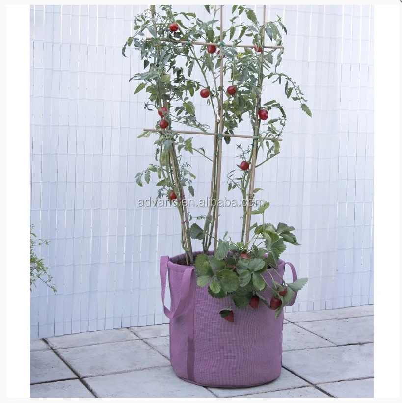 
Vinyl woven mesh fabric Geotextile popular Strawberry flower vegetable Garden plant pots tote bag 