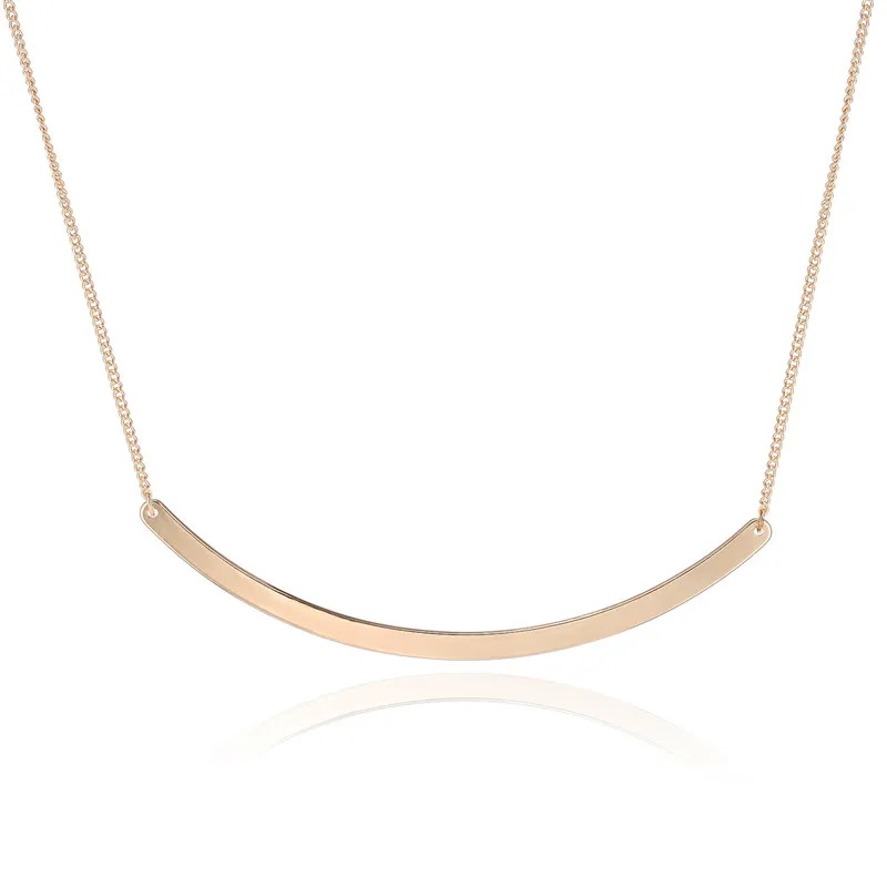 Metal Curved Bar Necklace Gold Plated Choker Necklace For Women Birthday Party Gifts