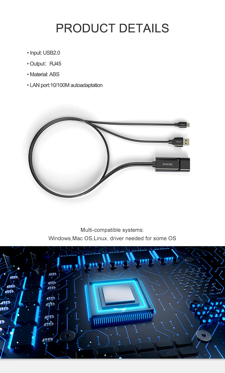  Xfanic L120 проводной внешний сетевой адаптер Micro USB к Rj45 кабель Ethernet для