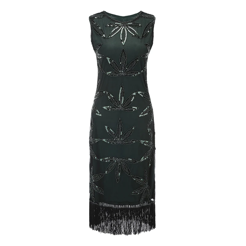 Manufacturers supply beaded sequin fringe flapper women evening party gatsby dress