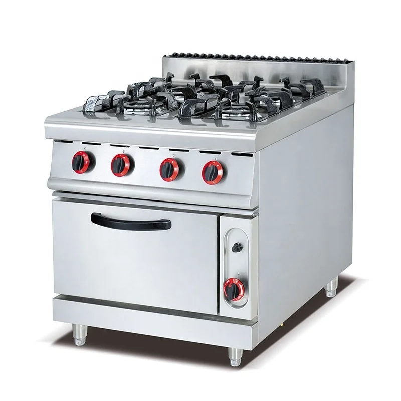Кухонное оборудование, коммерческая газовая плита из нержавеющей стали с 4 горелками и духовкой