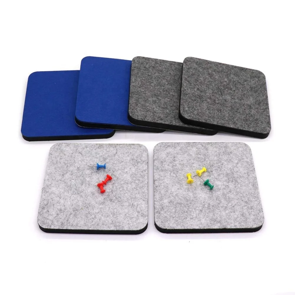 
5.5 x 5.5 Inch Square Tiles Felt Bulletin Board Self-Adhesive Memo Pin Notice Boards for Home Wall Decor 