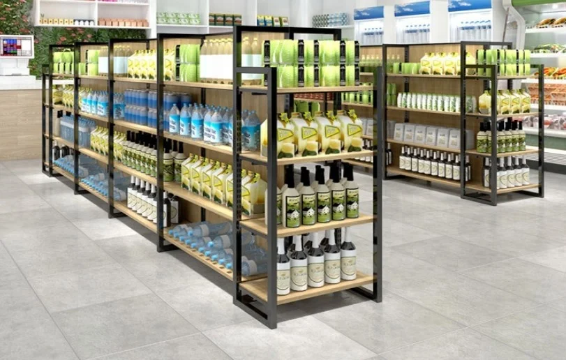 Supermarket Wooden Gondola Shelving & Shop Gondola rack