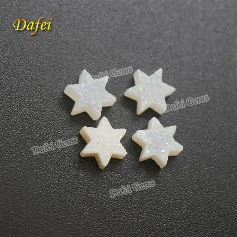 Wholesale Opal White David Star Natural Drusy For Jewelry