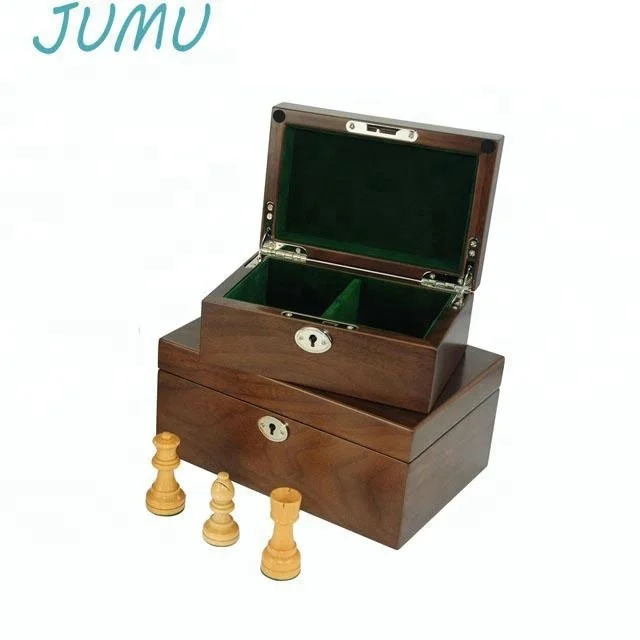 dark brown lacquer finish wooden chess packaging box