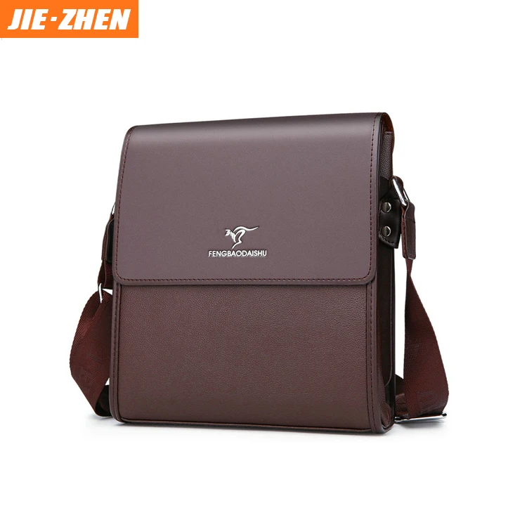 2020 high quality soft leather custom print logo waterproof messenger bag shoulder bag for men