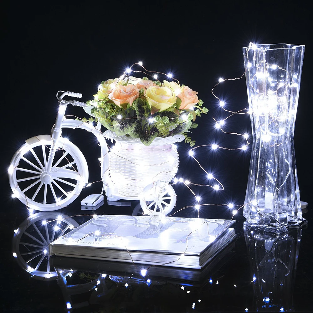 Custom made high quality CR2032 button battery operated flexible mini copper wire LED fairy string strip lights