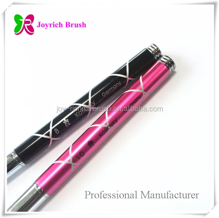 Black metal handle laser line design acrylic kolinsky nail brush manufacturer
