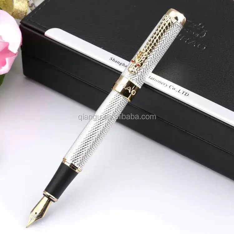 Business gift fountain pen gold diamond and silver diamond design